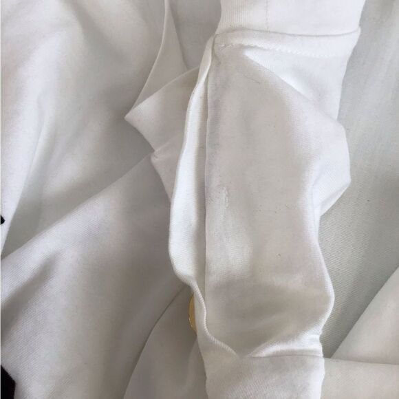 Balmain Paris Essential White Cotton Flocked Logo Button Detail Tee Shirt Large - Picture 6 of 13